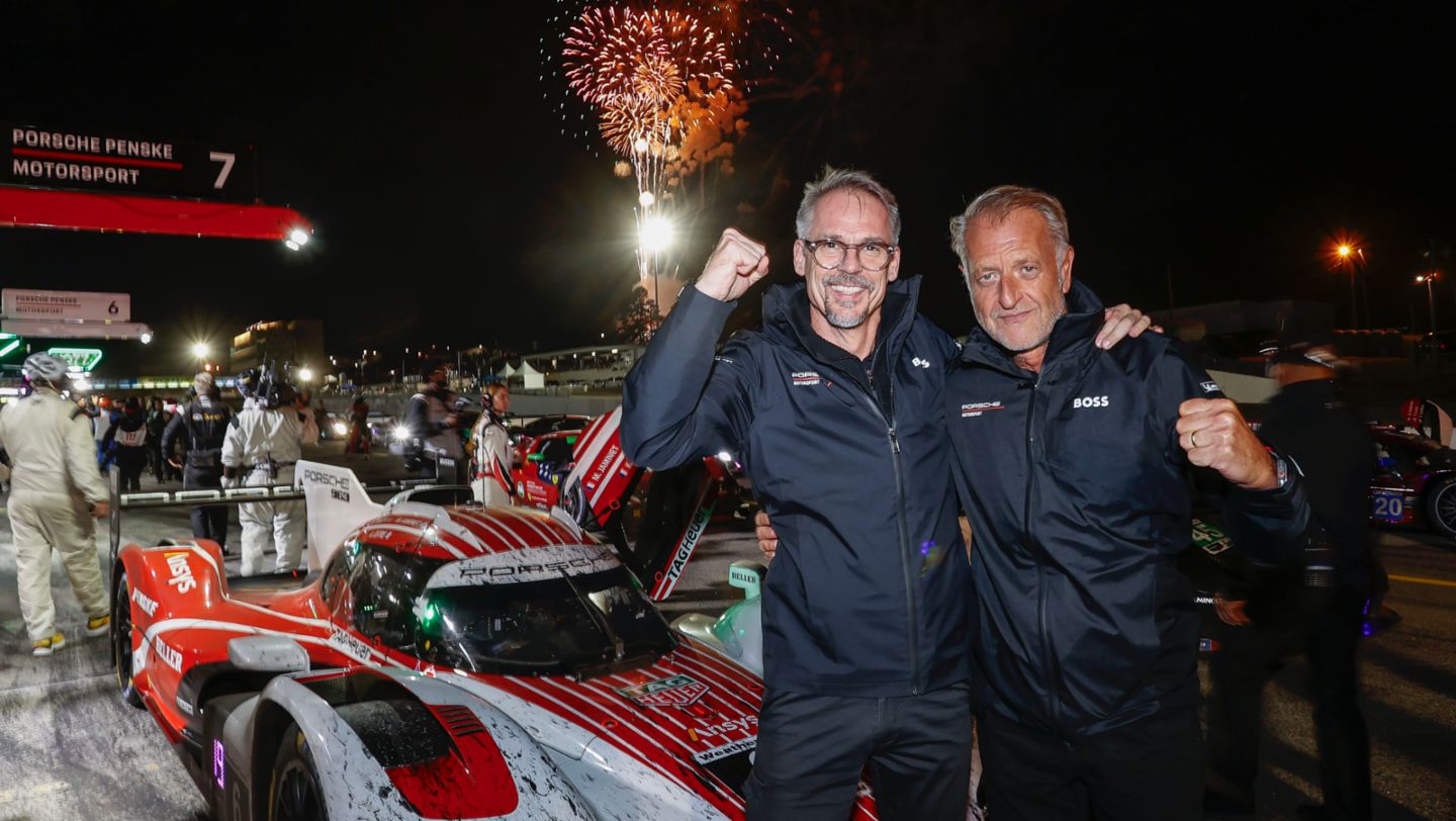 Thomas Laudenbach (Head of Porsche Motorsport), Detlev von Platen (Member of the Executive Board Sales and Marketing Porsche AG) (l-r), IMSA WeatherTech SportsCar Championship, Race 11, Braselton (USA), 2024, Porsche AG